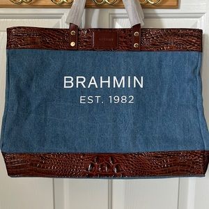 Brahmin Denim Open Tote Bag